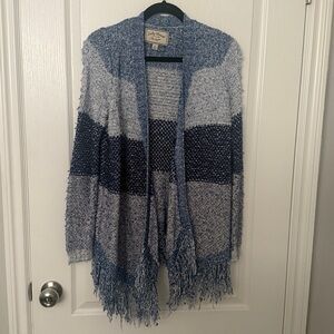 Blue and Gray Fringe Cardigan